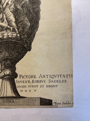 Polidoro da Caravaggio, SCARCE Engraving of "Antique Vase" C. 1600's Original - Picture 3 of 8