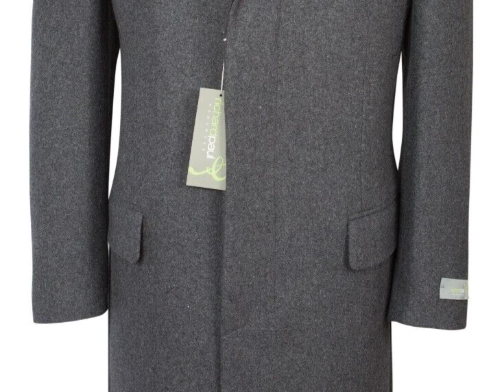 Hombres Carbón Abrigo de Lana 40R Largo Invierno Elegante Formal Simple Cruzado - Imagen 4 de 4