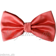 CORAL Solid  Pre-tied Bow tie Micro Fiber Butterfly Style Wedding Prom Formal 