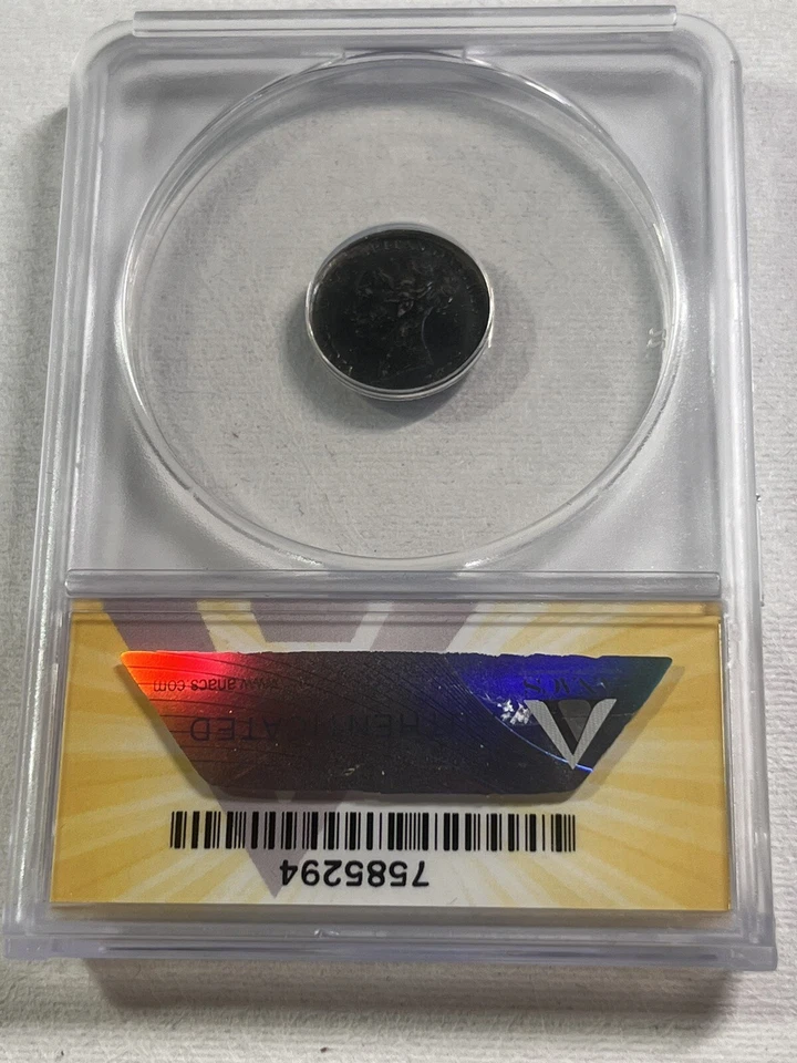 1886 Great Britain Silver 3 Pence Graded AU 53 by ANACS - Image 4 of 4