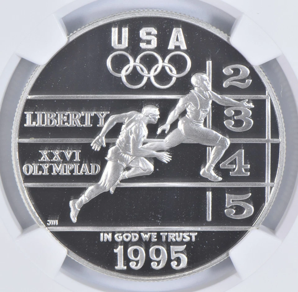 1995-P PF70 Olympics Track & Field Commemorative Silver Dollar NGC - Image 3 of 4