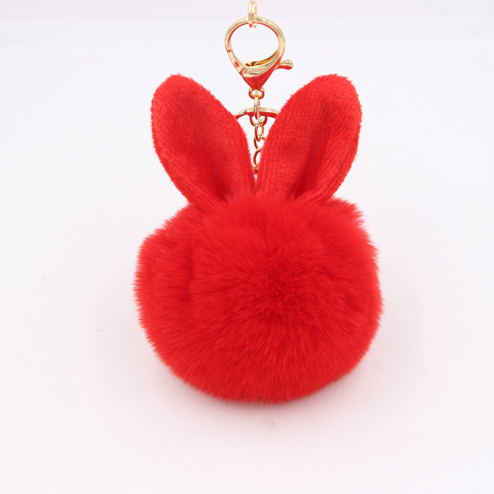 Ikasus Plush Heart Keychain – Cute Pom Pom Keyring, Fluffy Car Bag Charm For Women