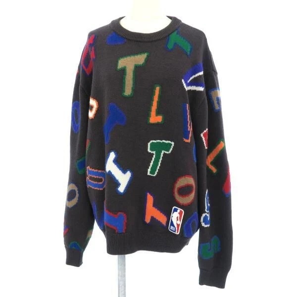 LOUIS VUITTON ×NBA letter crew neck sweater knit Brown Multi L Genuine JP  Used