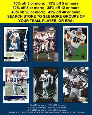 Dallas Cowboys Football Cards Choose Player Quantity Discount 100s to Choose