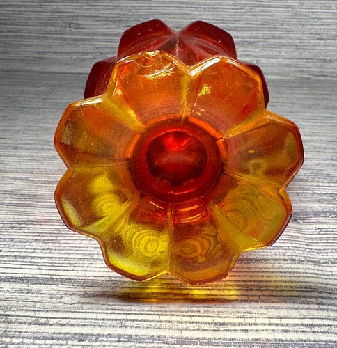 Vintage Fenton Valencia Orange Red Amberina Swung Stretch Art Glass Vase 15.25" - Picture 17 of 21