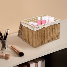 Large Storage Bin Rope Woven Basket Storage Basket with Lid/Handle Liner