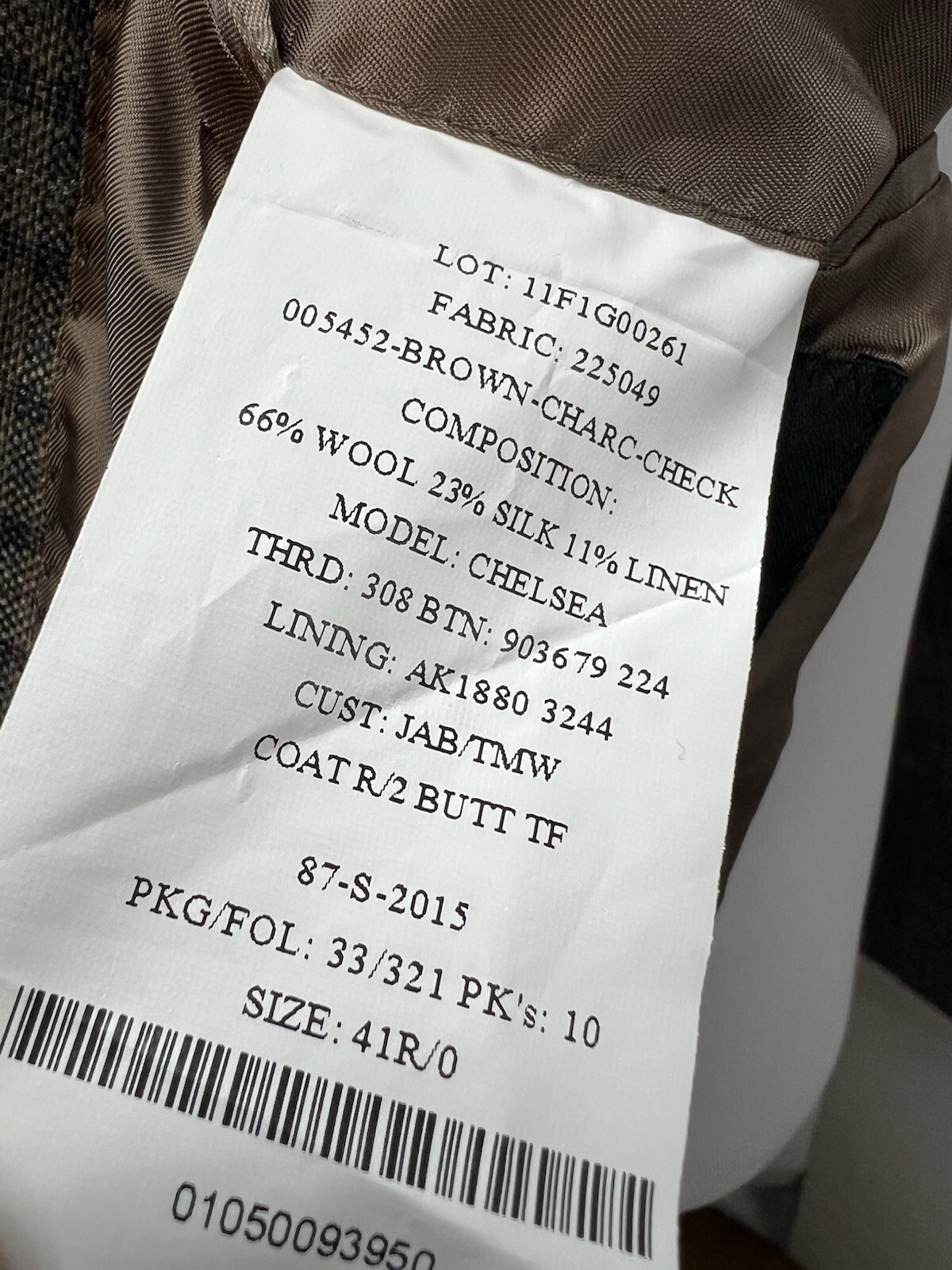 Jos. A. Bank 41R Taupe Plaid Brown Tailor 2-Button Wool/Silk/Linen Blazer Jacket