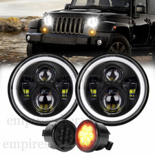 7 Inch Round Led Headlights Smoke Turn Signal Lights For Jeep Wrangler Jk 07-17