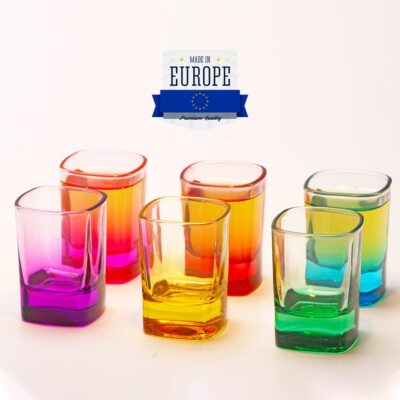 The Buybox - 6 Pieces Colored Shot Glass Set 1.75oz Heavy Mini Base Shot Glas...