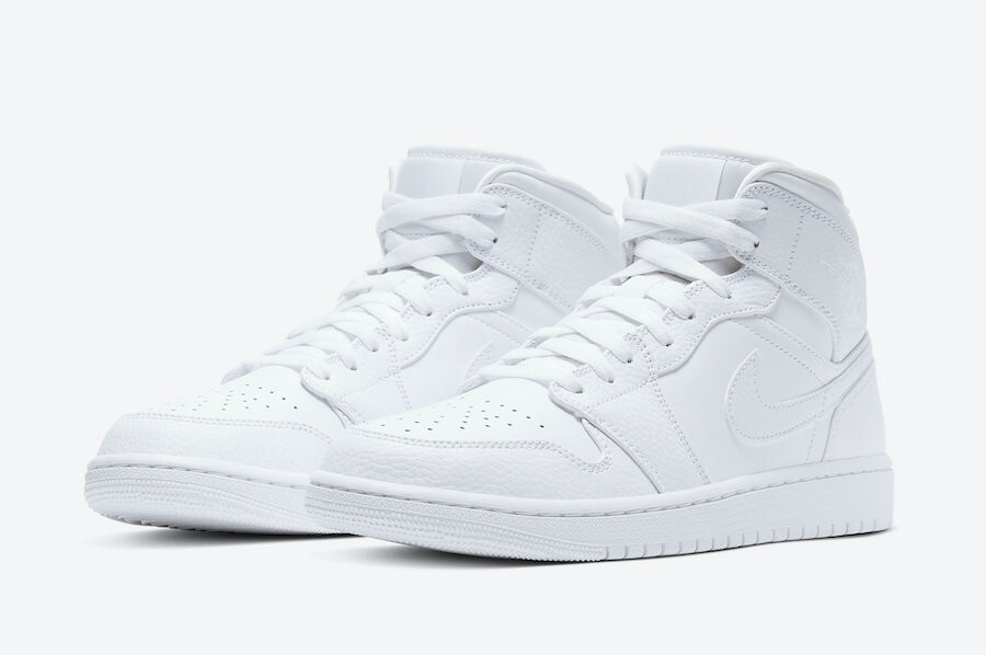 靴 Nike Air Jordan 1 Mid Triple White Nike Air Jordan 1 Mid Triple White Sneaker Shoes 51.5 52.5
