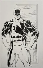 Guy Dorian Sr Marvel Alpha Flight Guardian Original Art Pen & Ink 11X17