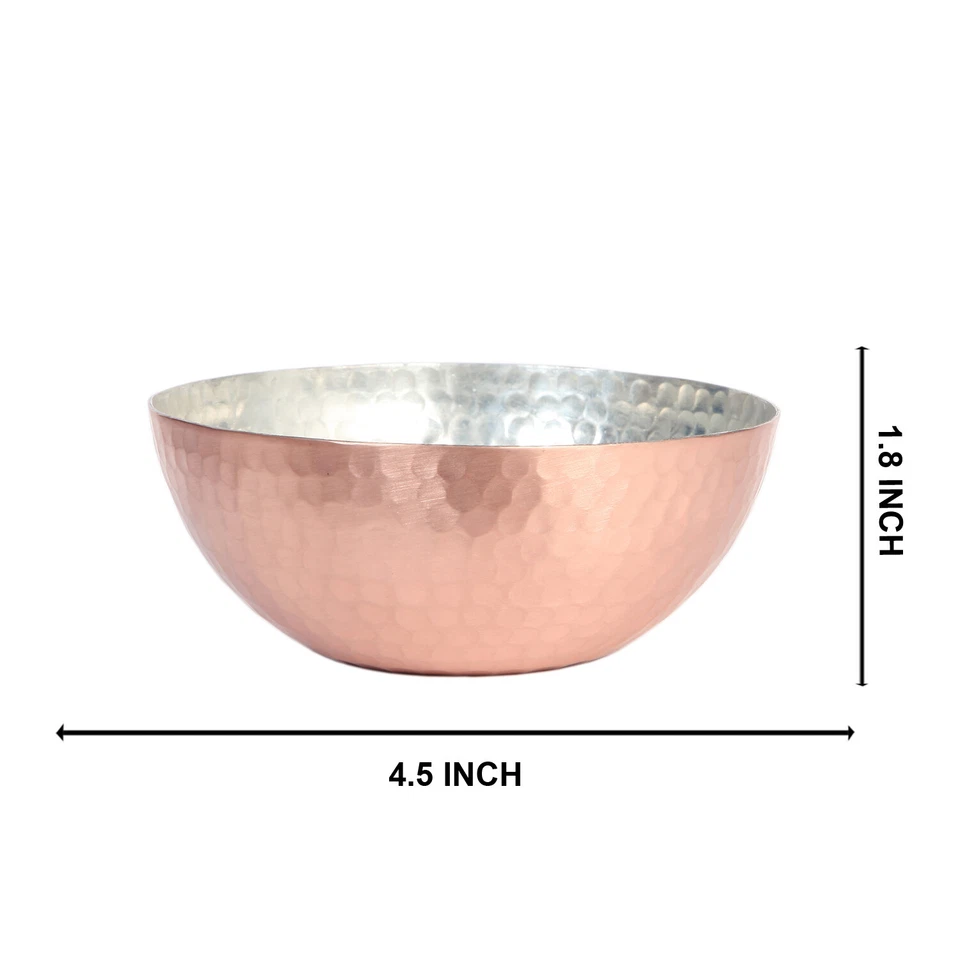 Hand Hammered Solid Copper Decorative Bowl Set Of 2 Serving Food Safe - Image 4 of 4