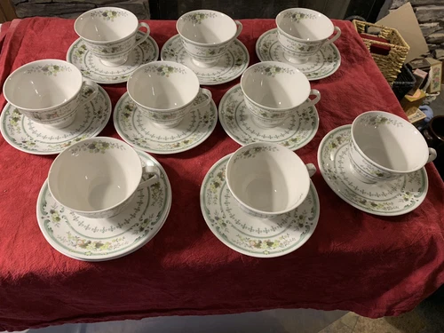 16 Piece Lot ROYAL DOULTON PROVENCAL 8 Cups 8 Saucers