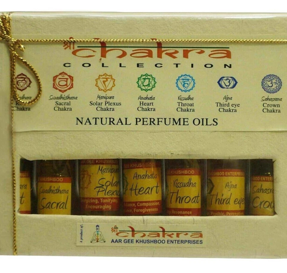 Shree Chakra 100% Natural Collection Perfume Oil Gift Set 7 Oil Bottle 3ml Each - Image 3 of 3