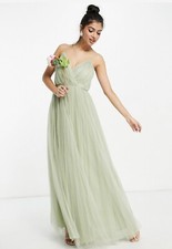 Bridesmaid Dress Size 2 - ASOS cami pleated tulle maxi dress in sage