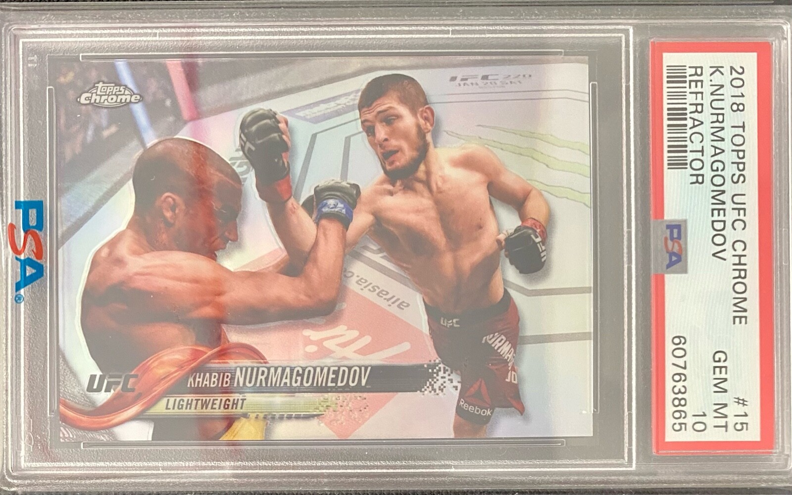 2018 Topps UFC Chrome Khabib Nurmagomedov #15 Refractor PSA 10 Gem Mint LOW POP