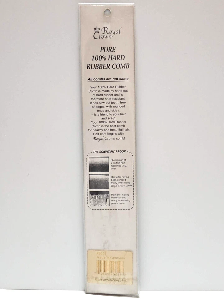 Peine Royal Crown 100% Goma Dura - Hecho en Alemania (VINTAGE) Foto 2 de 2