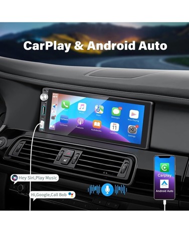 Autoradio Singolo Din con Apple Carplay Android Auto,6.9 Pollici IPS Touch - Foto 2 di 10