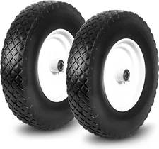 2 PCS 16 Inch Rubber Solid Flat Free Replacement Tires and Wheels 4.80/4.00-8 wi
