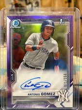 2021 Bowman Chrome 1st ANTONIO GOMEZ! Auto! Purple! #'d/250! Mint! NYY! 🔥⚾️ 
