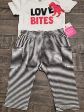 Infant Boys 6-9 Months Boys Valentines Outfit Pants Shirt "Love Bites" New