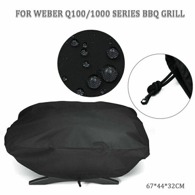 Für Weber 7110 7117 Premium Grillabdeckung für Q100/1000 Serie, schwarz