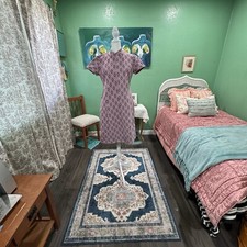 70s Vintage Boho Chic Pink Burgundy Homespun Dress  Womens Size Medium