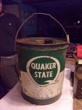 Vintage Filling Station Advertising Quaker State 35 lb Oil Can Bucket - LOTHLN