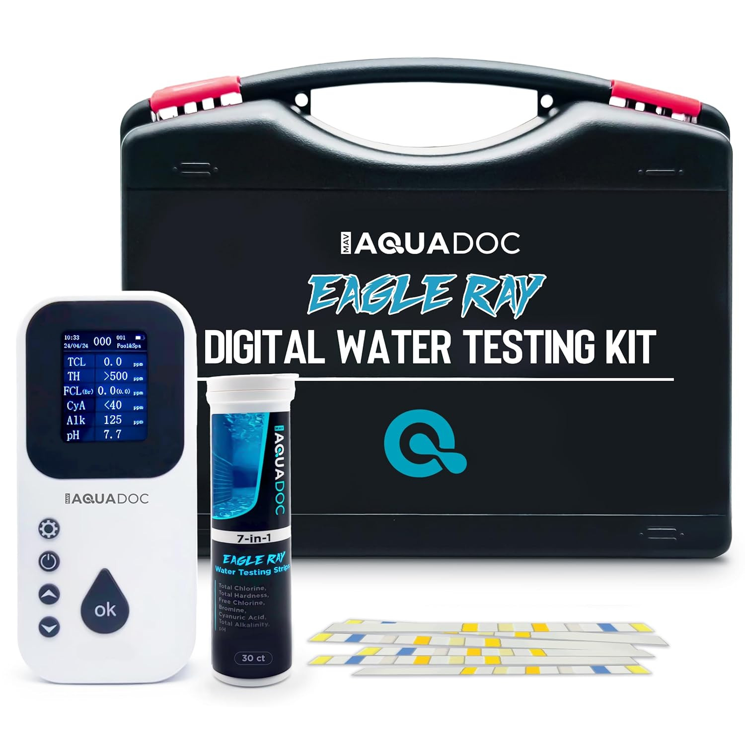 Digital Water Testing Kit - Digital Hot Tub Water Tester for Pool - Digital Chlo