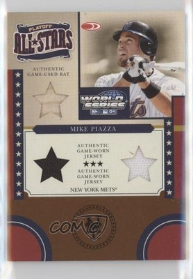 2004 Donruss World Series Playoff All-Stars Combo Materials Mike Piazza HOF nd3