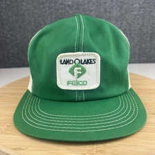 Vintage Land O Lakes Felco Trucker Hat Cap Snapback Green Patch Mesh K-Brand USA