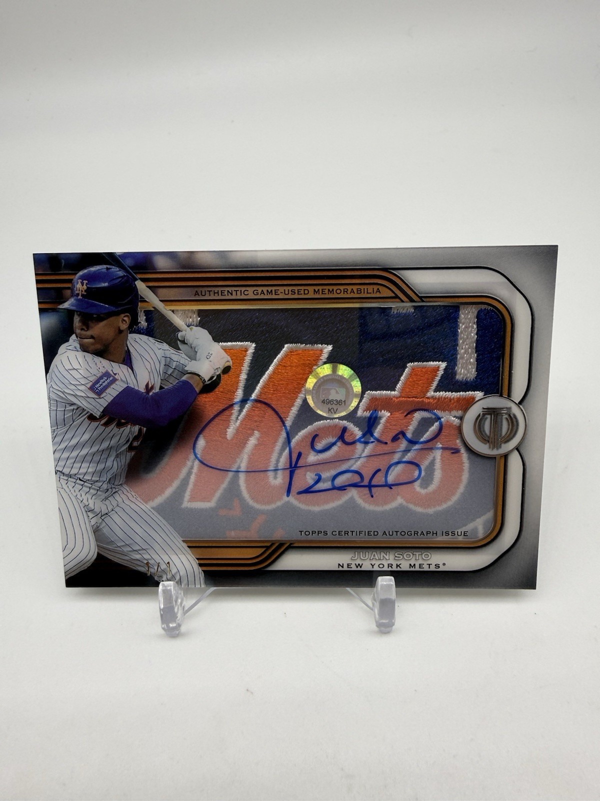 2026 Topps Tribute Juan Soto Prime Patch Auto Relic. 1/1 Game Used Mets Patch. 
