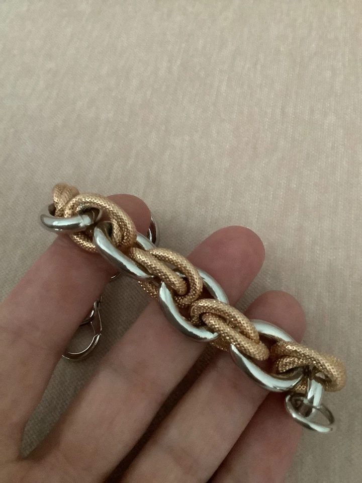 QVC Bronzo Italia Solid Thick Double Rolo Link Bracelet Rose/White Small 6-1/4” - Image 3 of 4