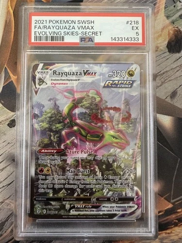 2021 Pokemon Evolving Skies 218 Rayquaza VMAX PSA 5 143314333 Graded Pokemon Car