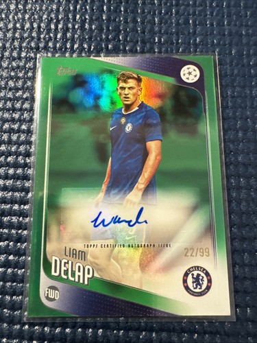 2025-26 Topps UEFA Liam Delap Auto Green Foil #/99 Chelsea