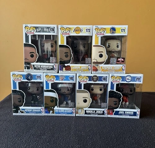 FUNKO POP! VINYL: LOT OF 7 NBA FUNKO POPS (INCLUDING ROOKIE WEMBY)
