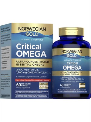 Renew Life Norwegian Gold Critical Omega 60 Softgels   High Potency Omega-3 DHA