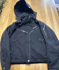 Womens Descente DNA Winter  Black & White Stripe Snow Board Ski Jacket  sz. 4