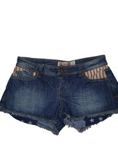 1st Kiss Cut Off Denim Shorts Patriotic American Stars Stripes Frayed Hem size 7