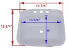 American Motorhome RV Bathroom Sink, 14 3/4 "x 12" WHITE 16186PwA-1