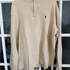 Ralph Lauren Men's Beige Quarter Zip Sweater Old Money Preppy Outdoor