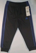 Adidas AK5945T Boys' Size 4 Track Pants, Black/Blue Accents and Logo