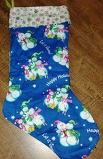 Snowman-Let It Snow Handmade Christmas Stocking. Reversible