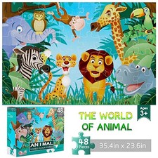 Jumbo Floor Puzzle for Kids Animal Jigsaw Large Puzzles 48 Piece Ages 3-6 for...