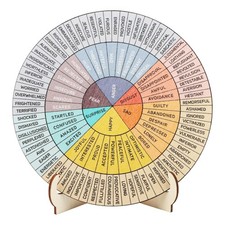 HONUTIGE Feelings Wheel Double Sided Mental Health Emotions Chart, Wooden Moo...