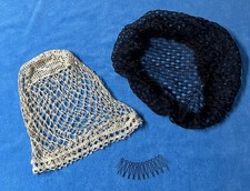 Vintage Tatted Crocheted Hair Cap  Black Nylon Hair Cap