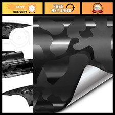 Stealth Black Camouflage Vinyl Wrap With Air Release - 3ft X 5ft Size