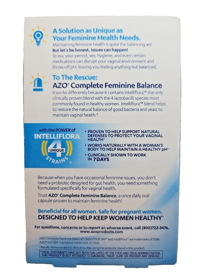 Probiótico diario Azo Complete Femenino Balance 30 cápsulas una vez al día caducidad 03/2026 Foto 3 de 3