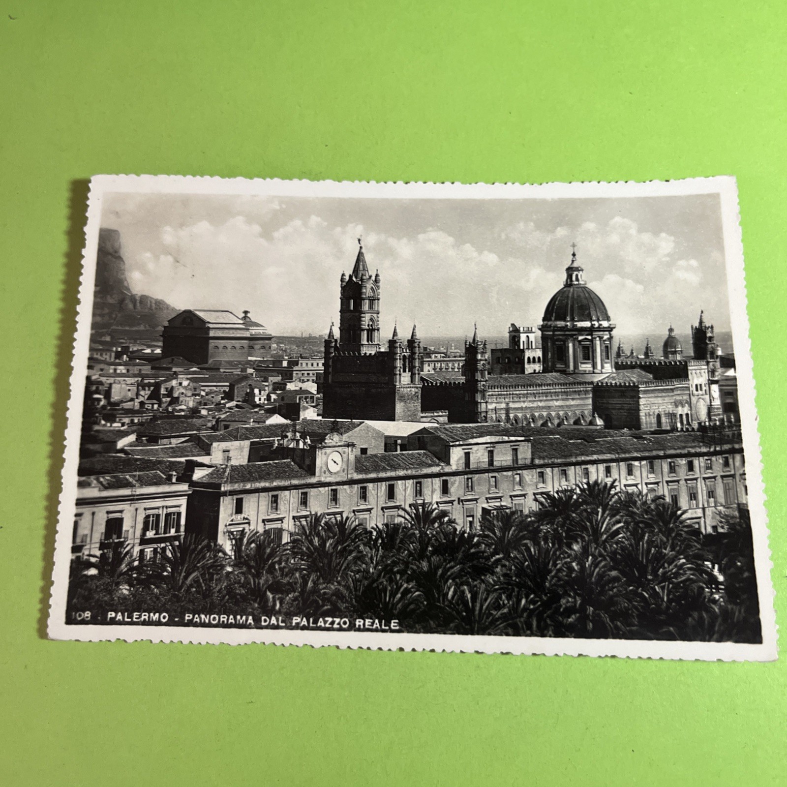 PALERMO PANORAMA DAL PALAZZO REALE VIAGGIATA - CARTOLINA BIANCO E NERO