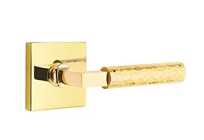 Emtek Select Privacy, Square Rosette, T-Bar Stem, Hammered Handle US3NL RH